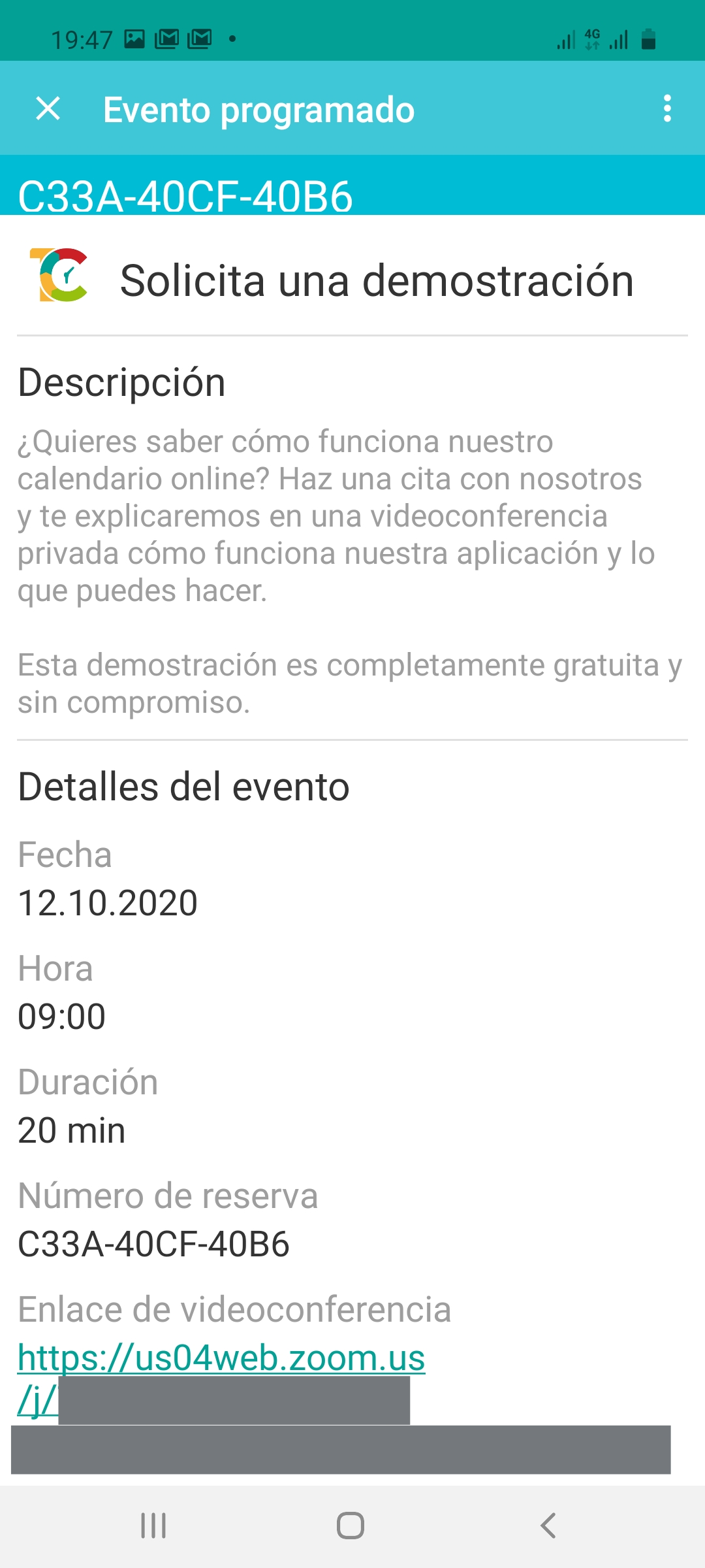 Detalle próximo evento