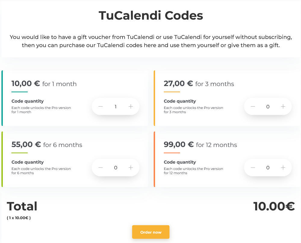 Buy TuCalendi codes