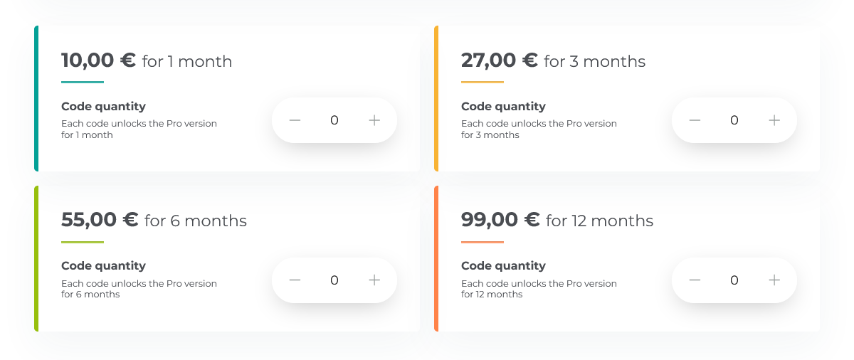 TuCalendi codes prices