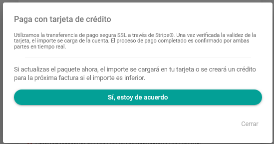 Pagando actualización de extras