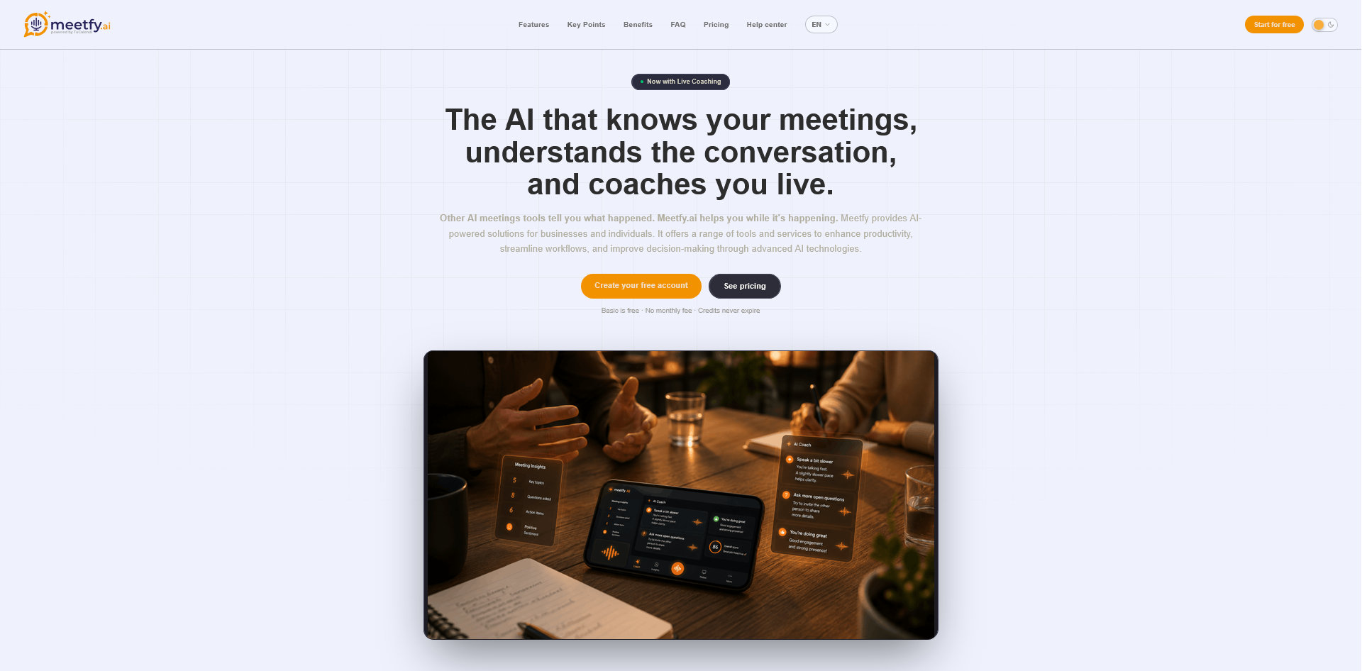 Meetfy.ai homepage
