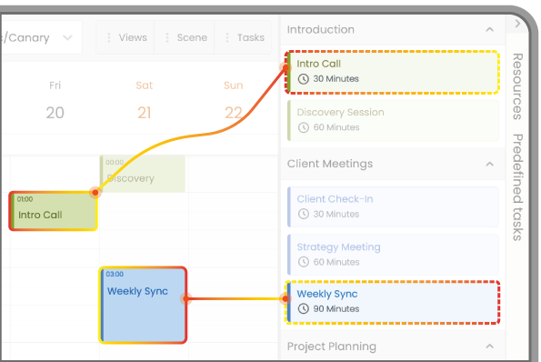 Smart sidebar with resources and tasks