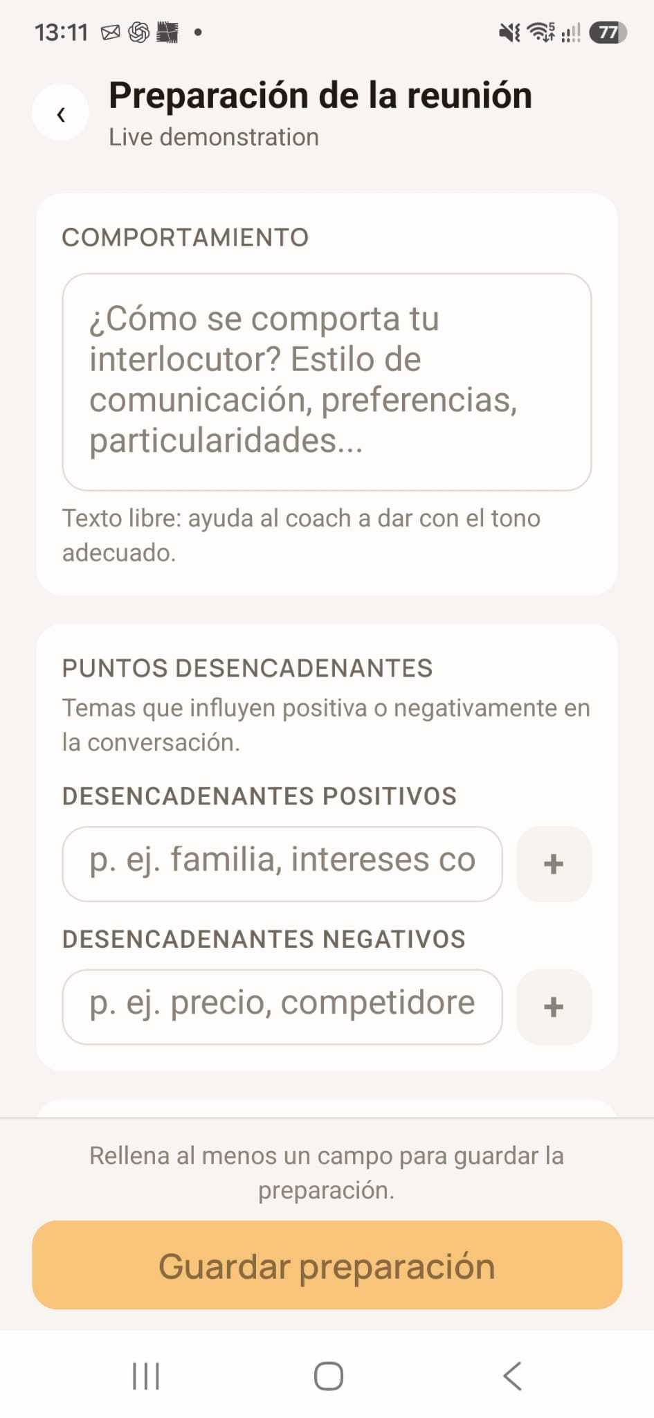 Meetfy.ai preparación reunión estilo de comunicación