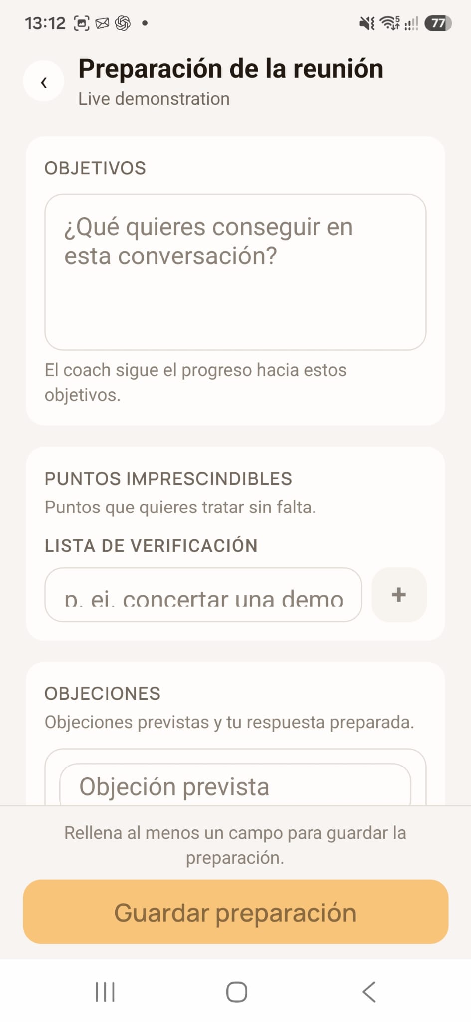 Meetfy.ai preparación reunión objetivos