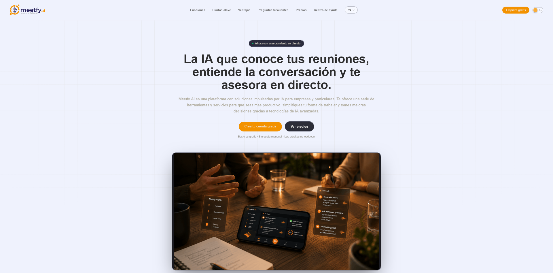 Meetfy.ai home page