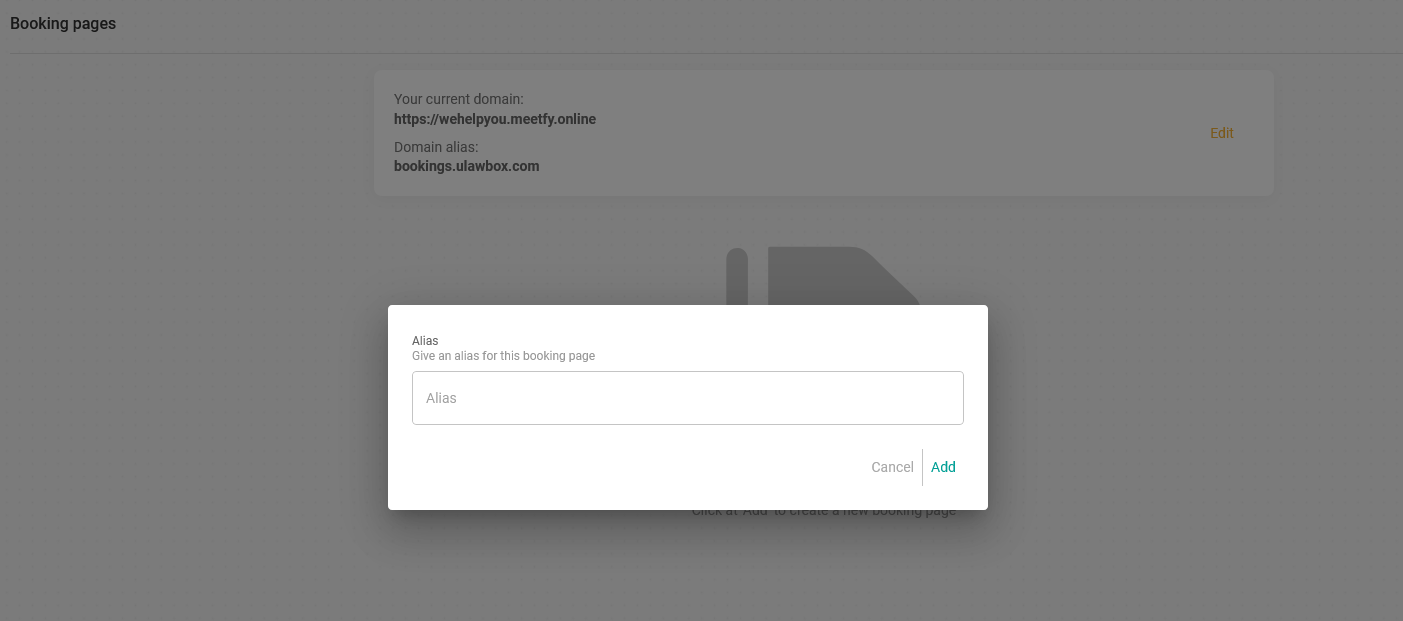 Give an alias to your booking page