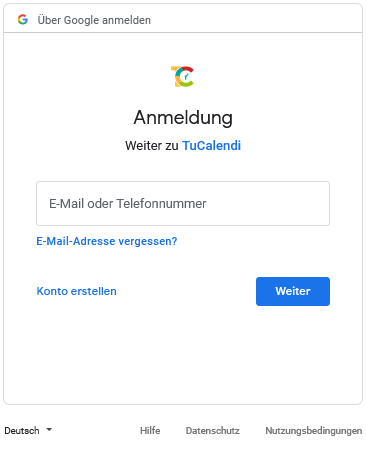 Geben Sie Ihr Google Mail-Konto ein