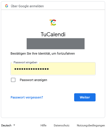 passwort einführen gmail