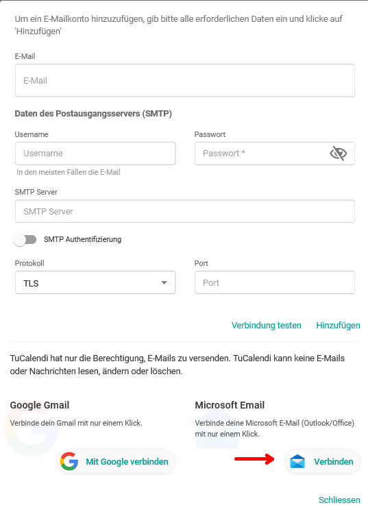 Microsoft E-Mail verbinden