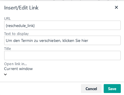 Text mit Link-Tag umprogrammieren