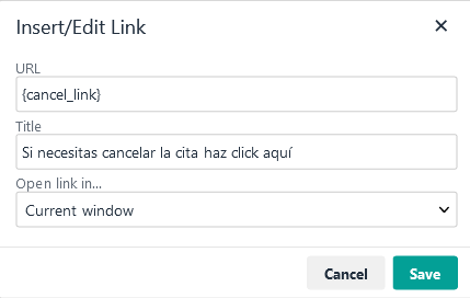 Text in cancellation link