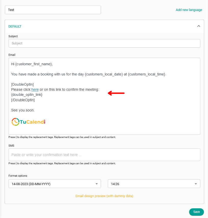 Double Opt-in added in confirmation template