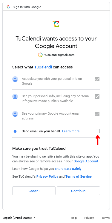 Allow  Google email