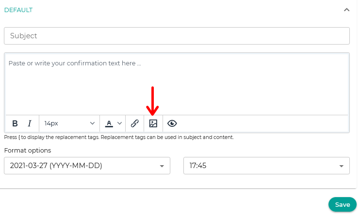 Insert images in confirmation templates