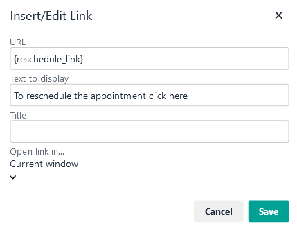 Reschedule tag in a text with link