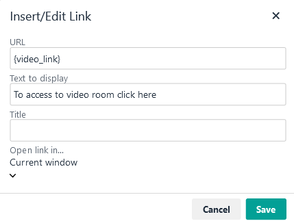 Adding video link tag in a text with a link