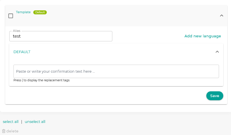 Edit confirmation templates