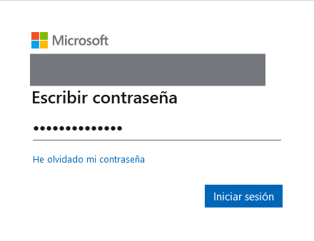 Introduce contraseña de email de Microsoft