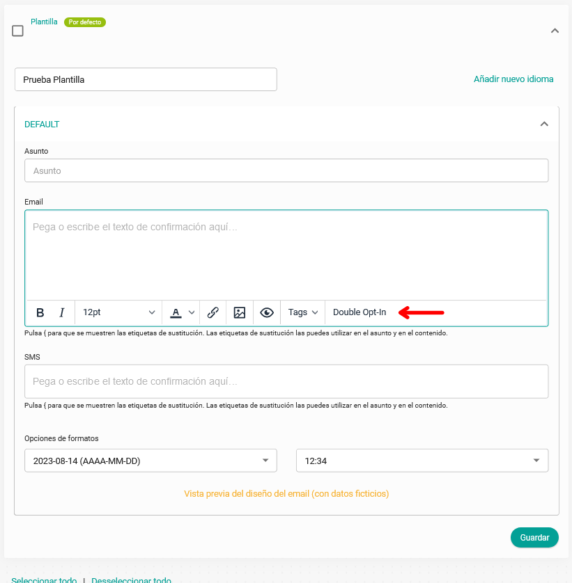 Doble Opt-in en la plantilla de confirmación