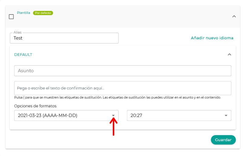 Cambiar formato de fecha en plantilla de recordatorio