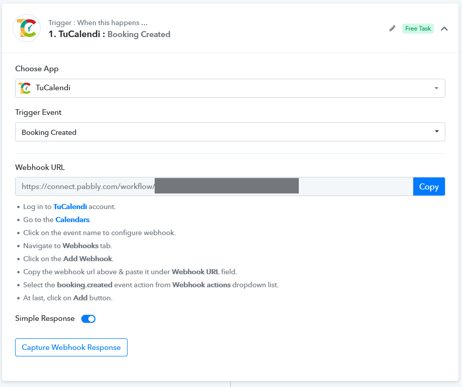 Copiar URL del webhook