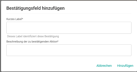 Bestätigungsfeld hinzufügen