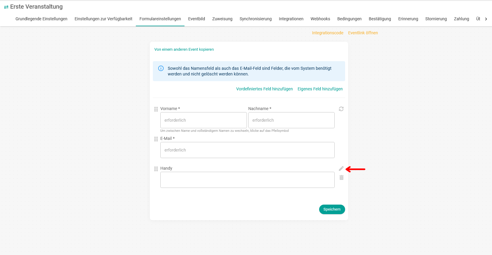 Formular hinzugefügt Handy