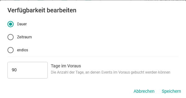 Verfügbarkeitstage