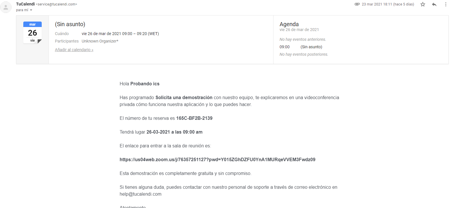 Ejemplo adjuntar archivo ics