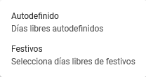 Añadir días libres