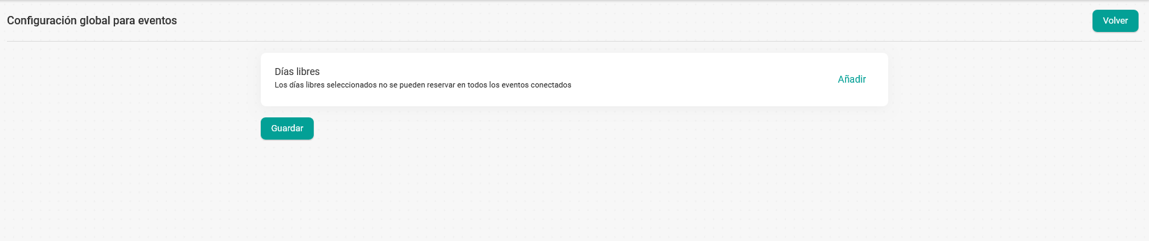 Configuración global de los eventos