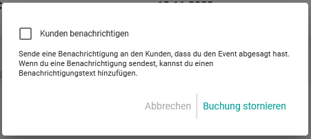 Bestätigung Storno Ereignis