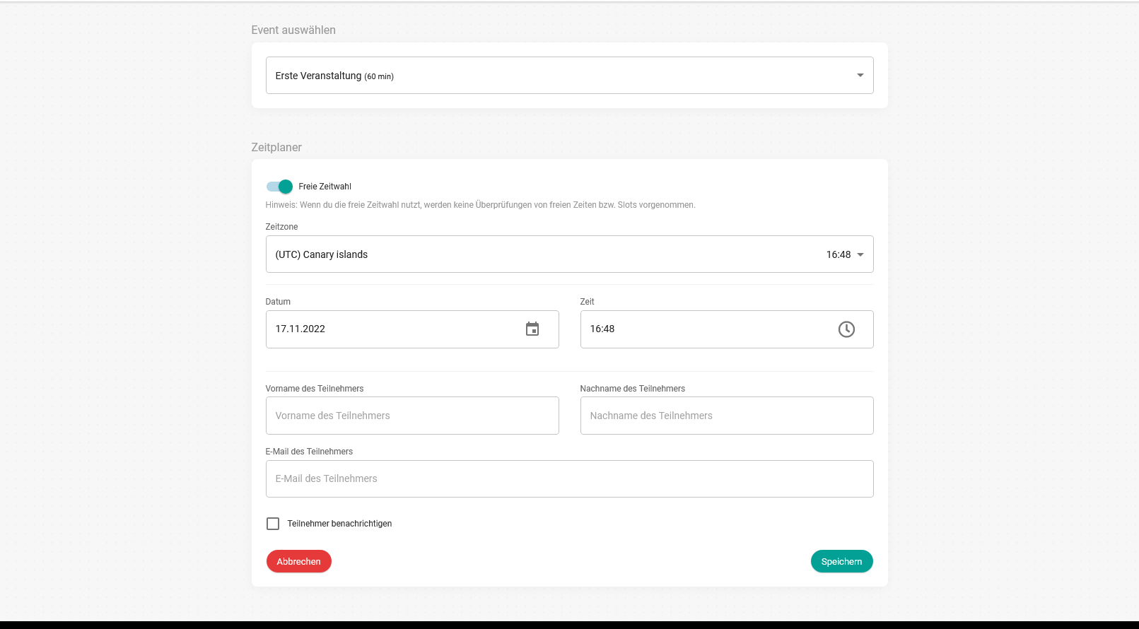 Programm ereignis manuell planen freier zeitplan