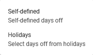 Add days off