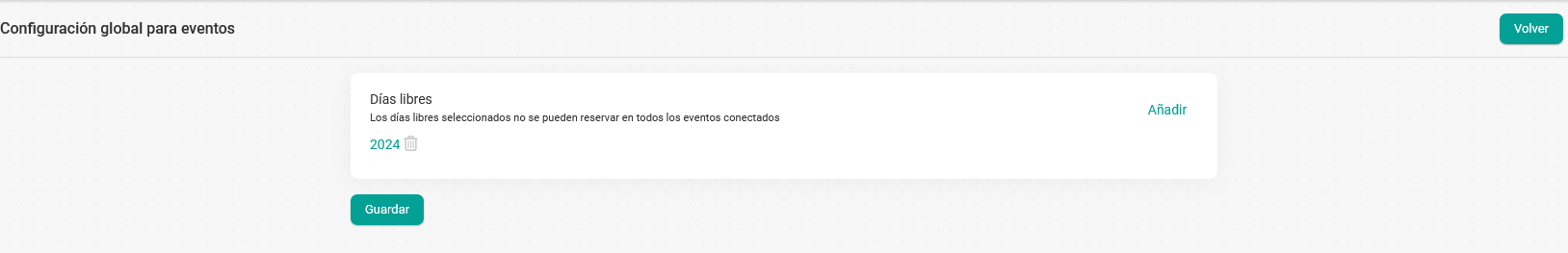 Guardar días libres para el año