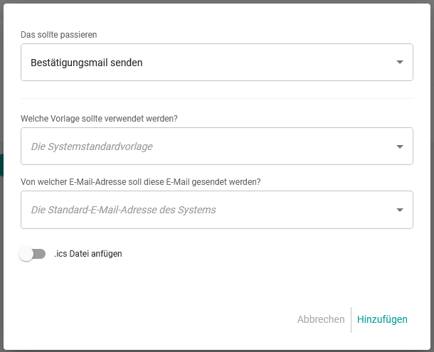 Aktion bestätigungs E-Mail im workflow versenden