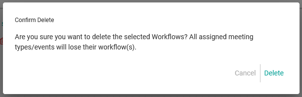 Confirm delete a workflow