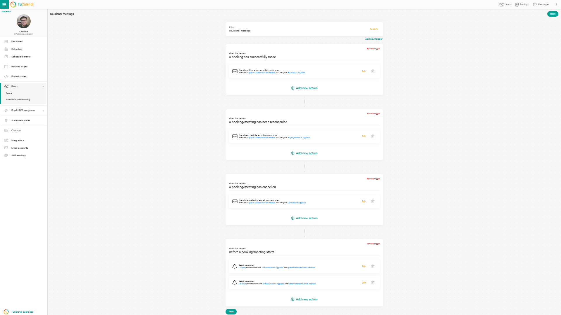 Workflow with four triggers