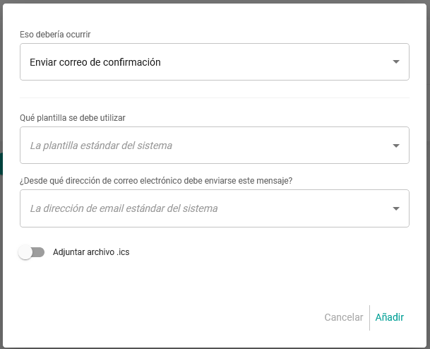 Acción enviar email de confirmación en el flujo de trabajo