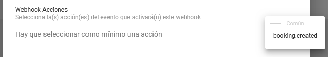 Añadir acción del webhook