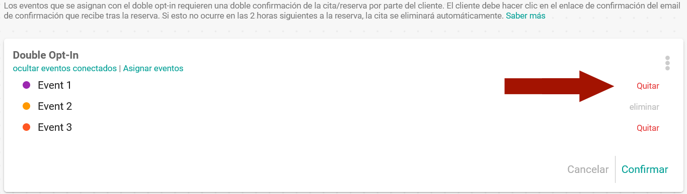 Quitar doble opt-in del evento