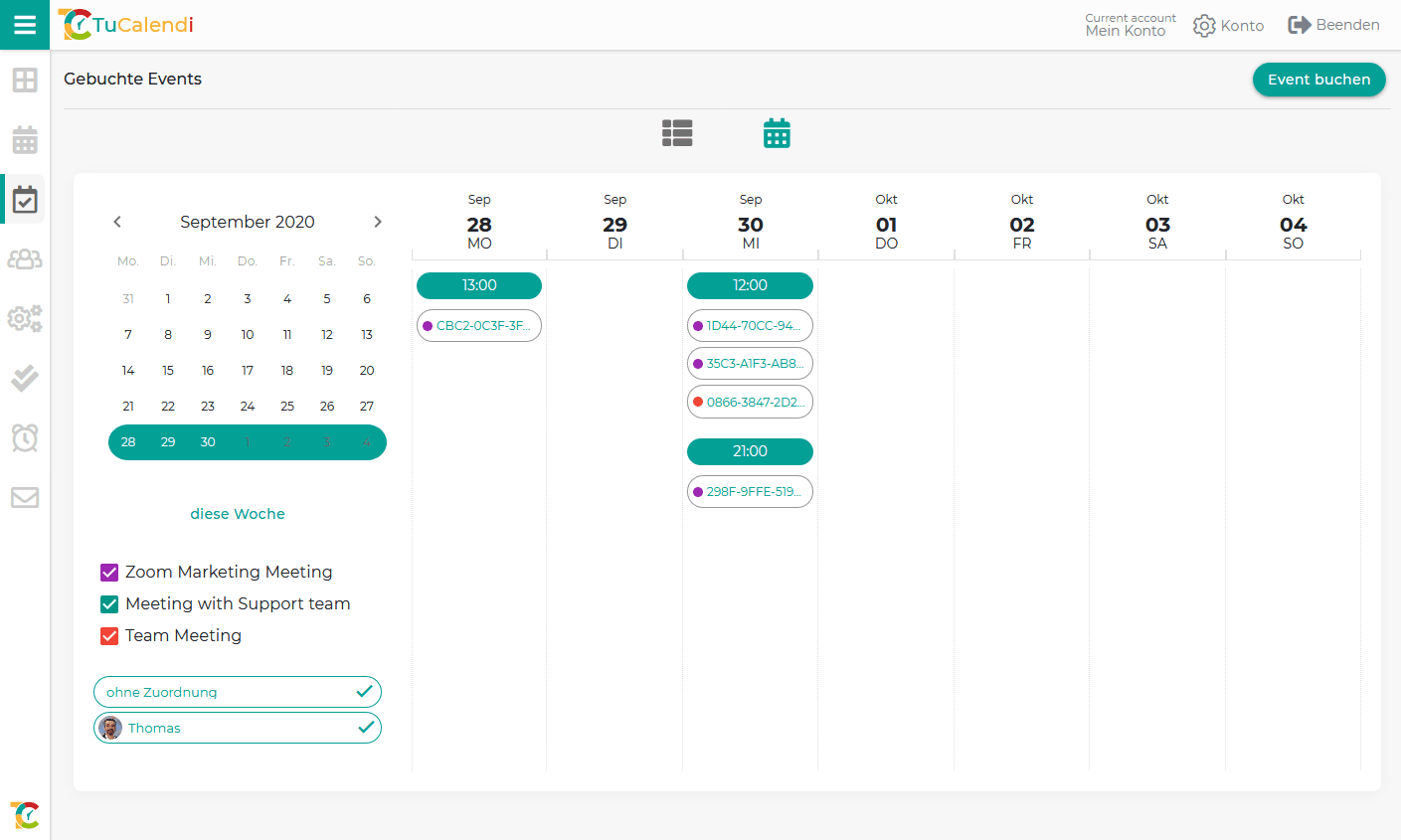 Übersicht Online Terminkalender