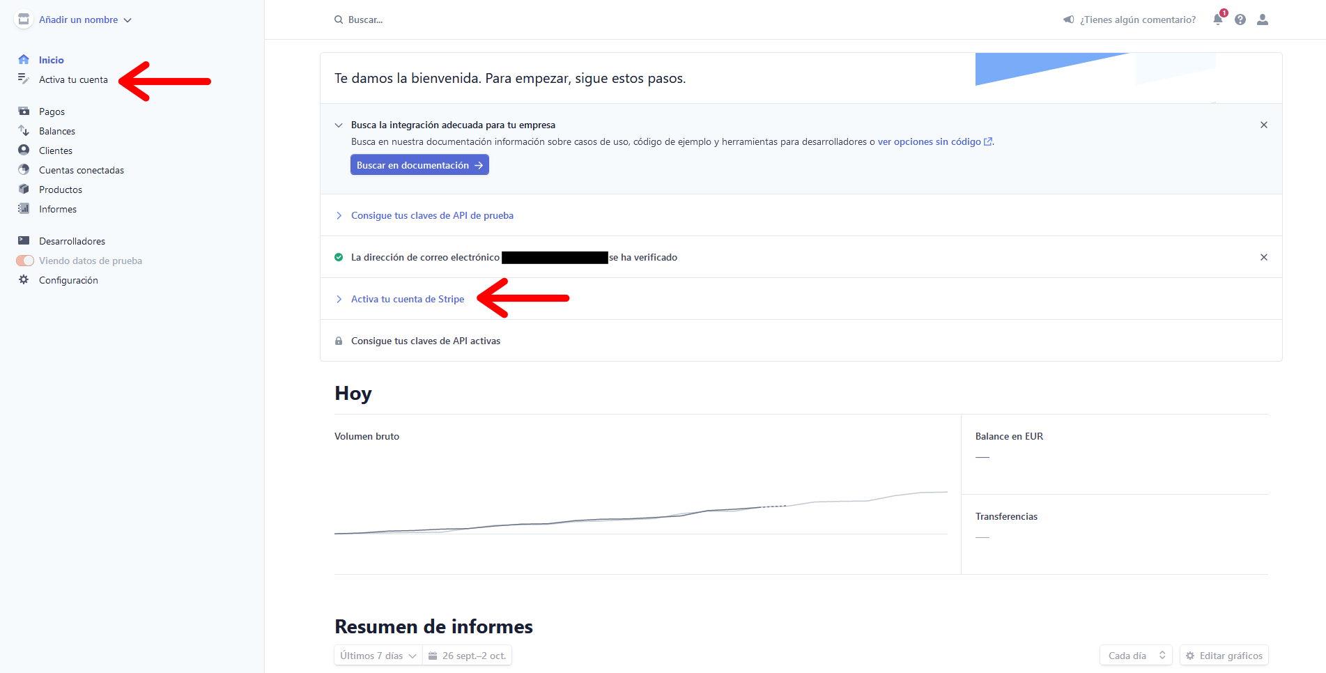Activación cuenta Stripe
