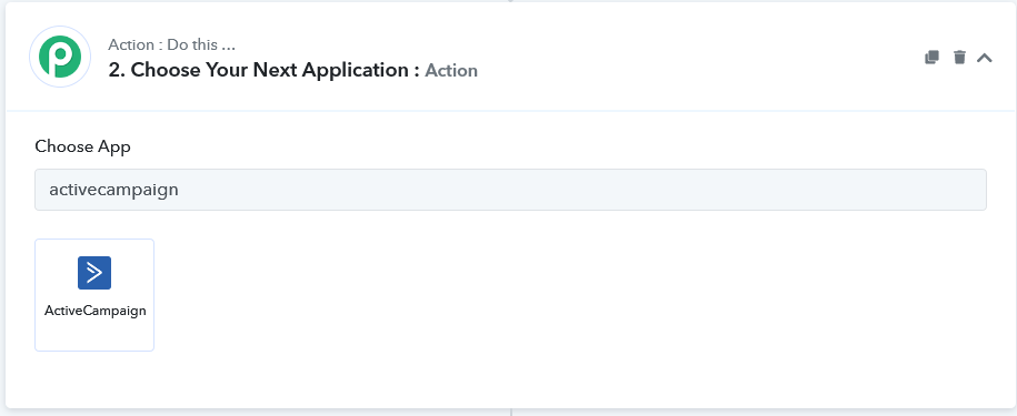 Buscar ActiveCampaign como acción en Pabbly Connect