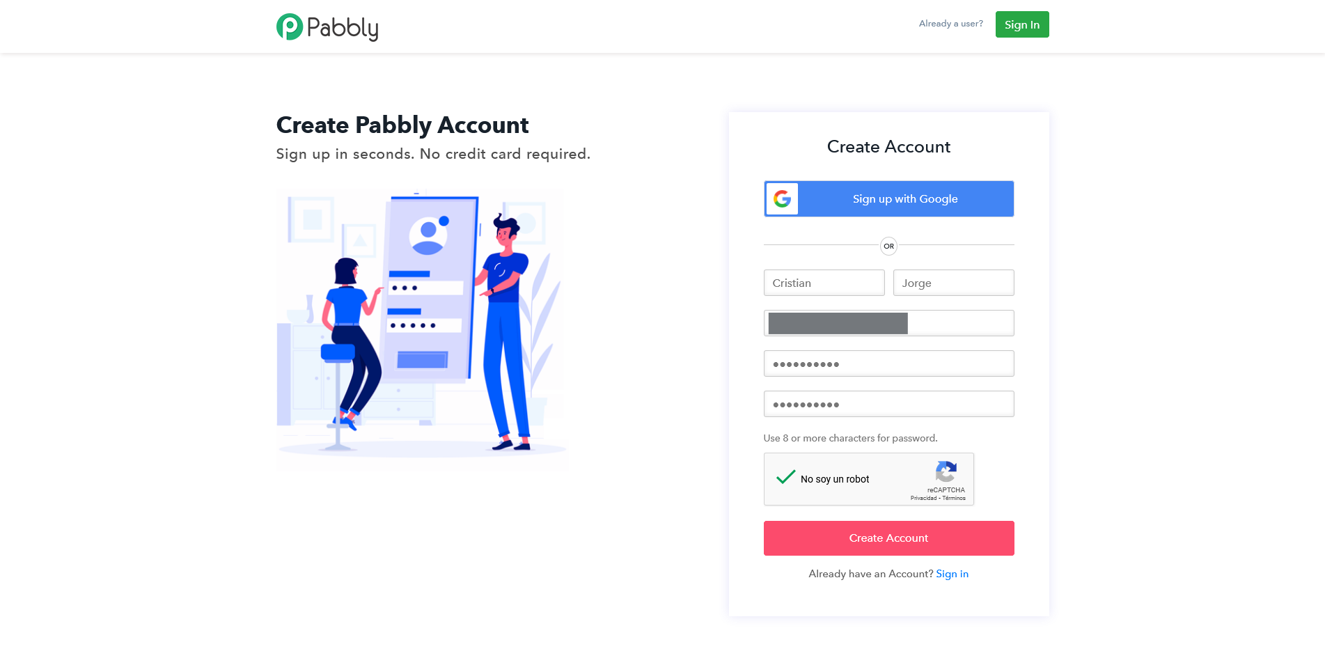 Crear cuenta en Pabbly