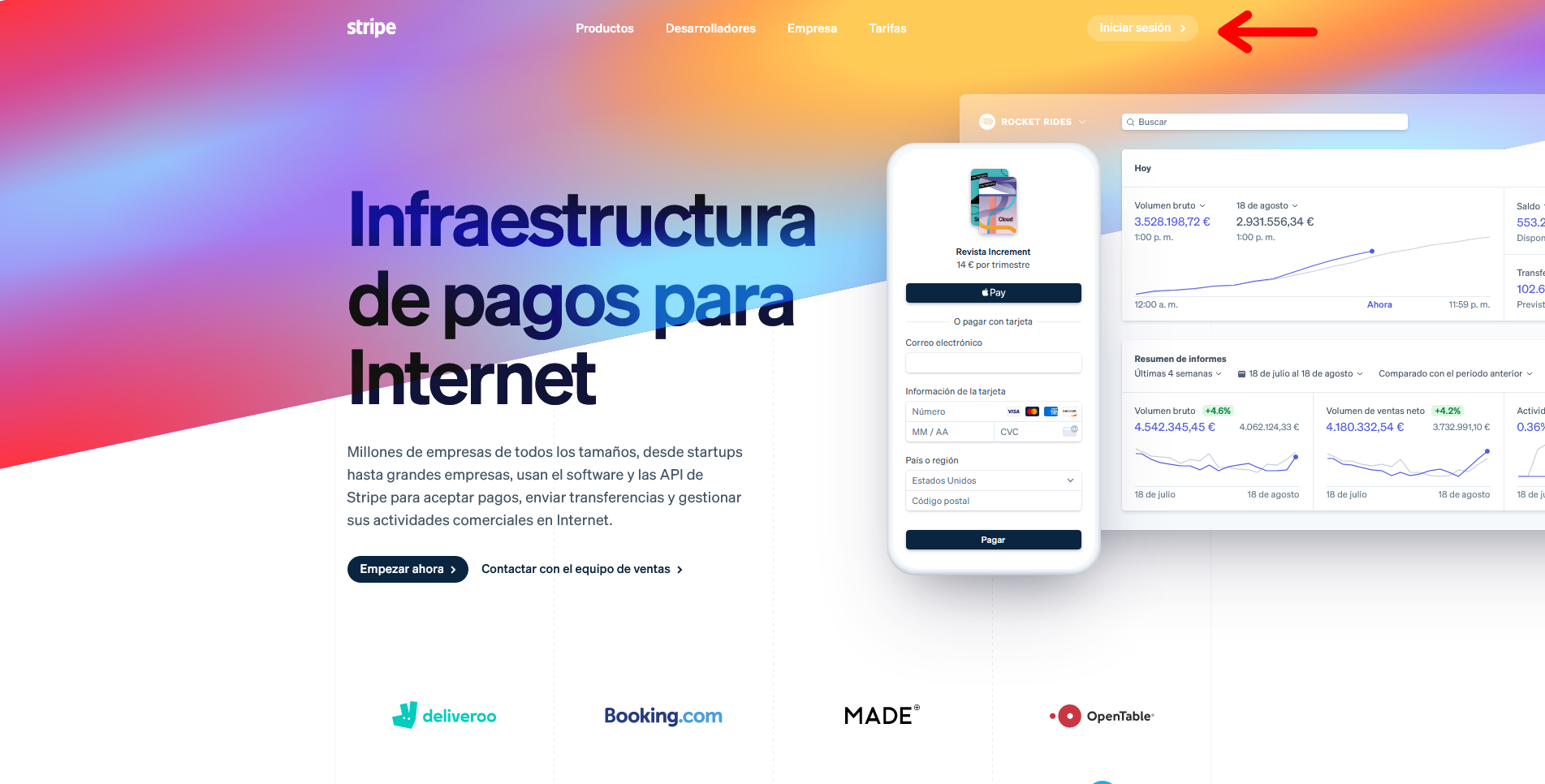 Iniciar sesión en Stripe