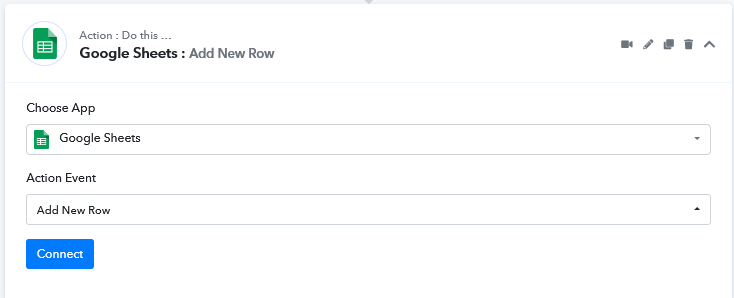 Selecciona Google Sheets como acción en Pabbly Connect