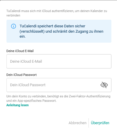 Integration von icloud Kalenderbenutzer