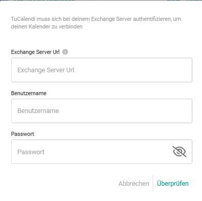 Microsoft Exchange-Kalender authentifizieren