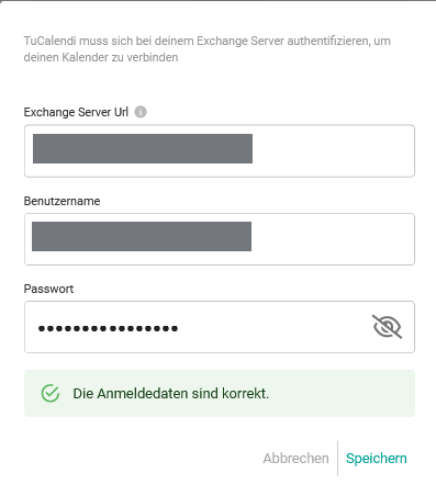 Microsoft Exchange-Kalender integriert